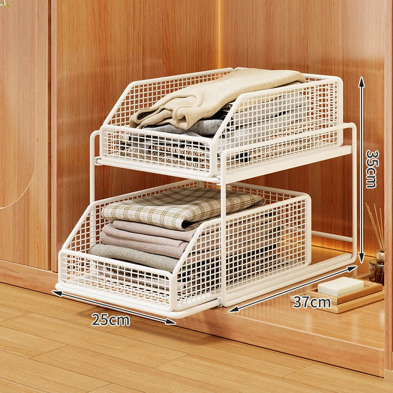 Closet Organizer Stackable Pull-Out Wire Mesh Drawers