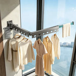 Clothes Drying Rod Wall-Mounted Foldable Aluminum Space-Saving