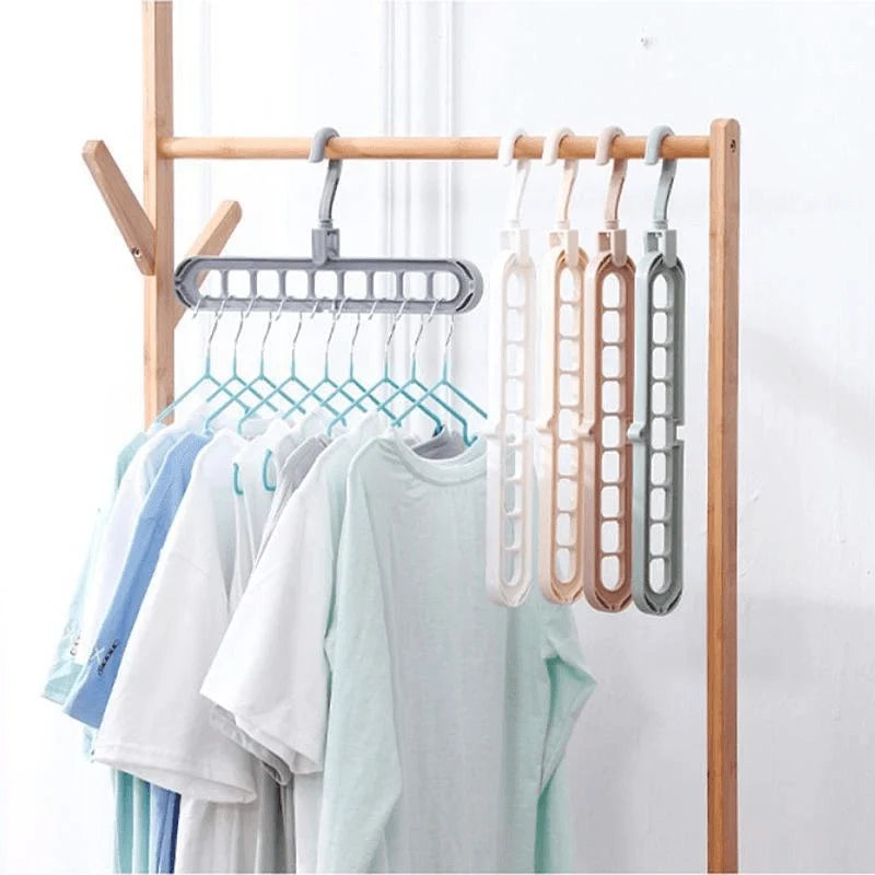 Clothes Hanger Foldable Space-Saving 360-Degree Rotating Nine-Hole