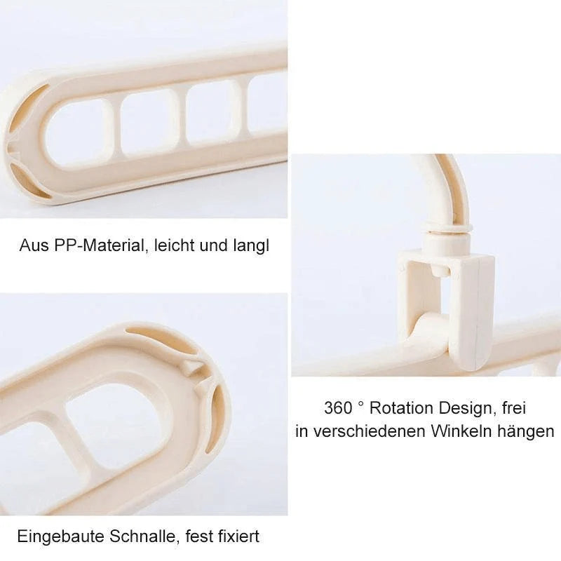 Clothes Hanger Foldable Space-Saving 360-Degree Rotating Nine-Hole