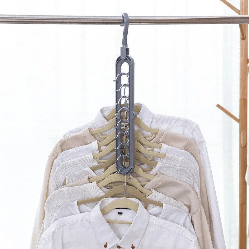 Clothes Hanger Foldable Space-Saving 360-Degree Rotating Nine-Hole