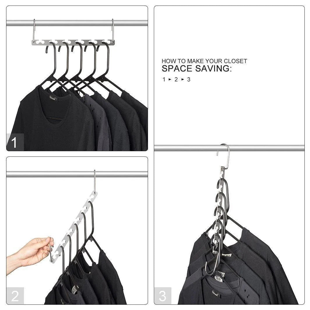 Clothes Hanger Stainless Steel Space-Saving Holds 6 Garments