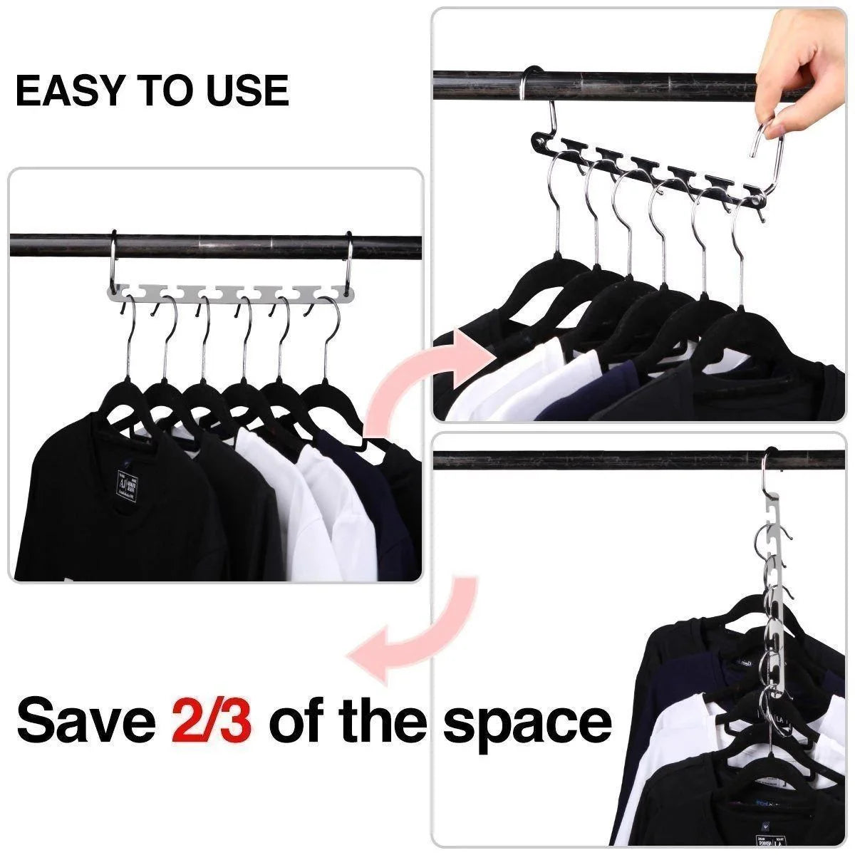 Clothes Hanger Stainless Steel Space-Saving Holds 6 Garments
