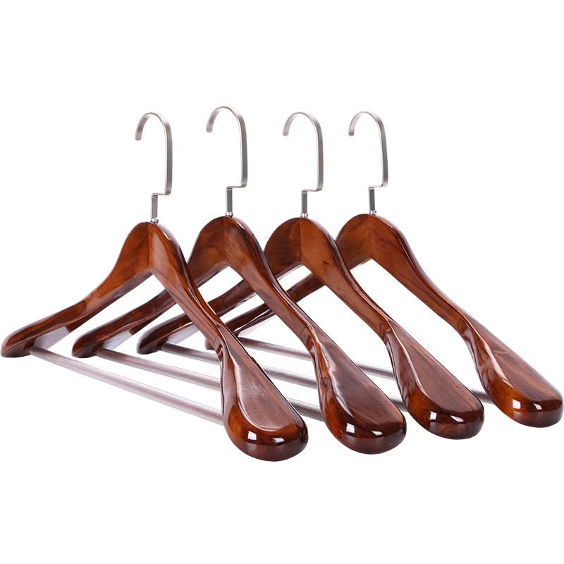 Clothes Hangers Curved Solid Wood Set of 4