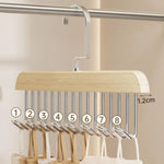 Clothes Hook Organizer Wood & Metal Space-Saving Multi-Hook Design