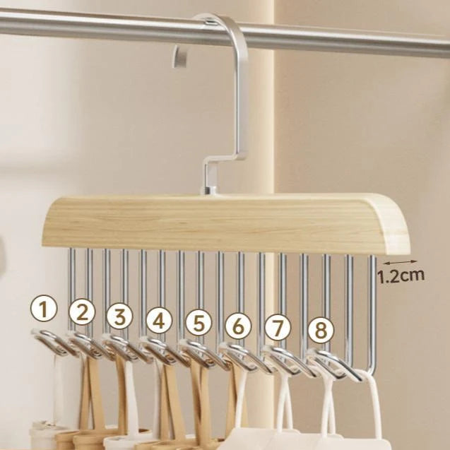 Clothes Hook Organizer Wood & Metal Space-Saving Multi-Hook Design