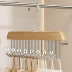 Clothes Hook Organizer Wood & Metal Space-Saving Multi-Hook Design