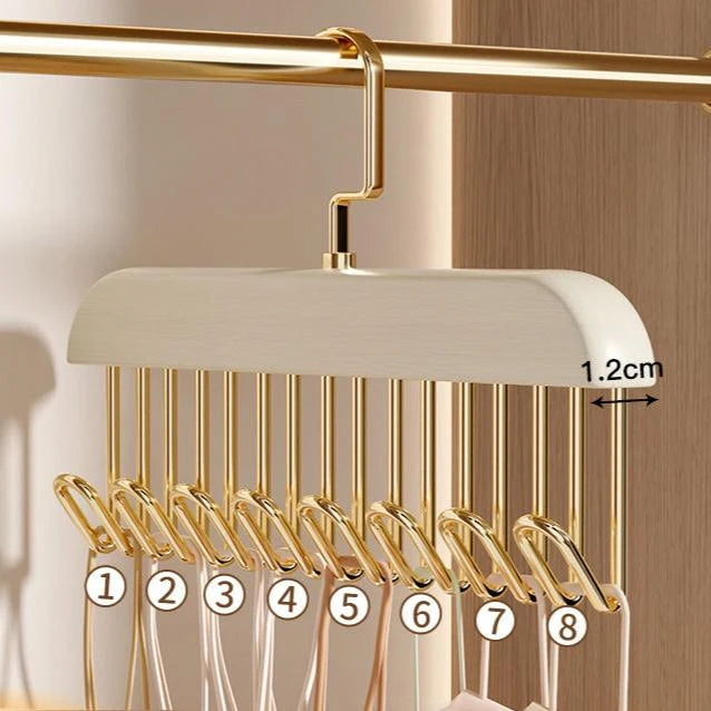 Clothes Hook Organizer Wood & Metal Space-Saving Multi-Hook Design