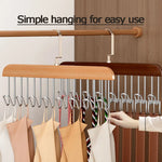Clothes Organizer Rack Wood Stainless Steel 8 Clips