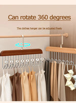 Clothes Organizer Rack Wood & Stainless Steel 8 Clips