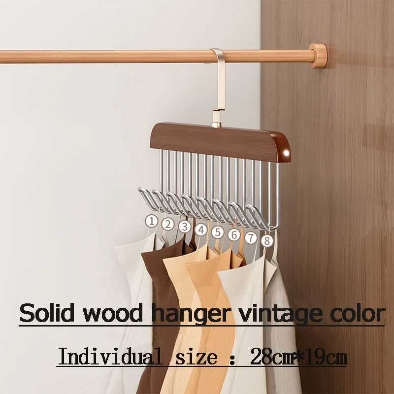 Clothes Organizer Rack Wood Stainless Steel 8 Clips