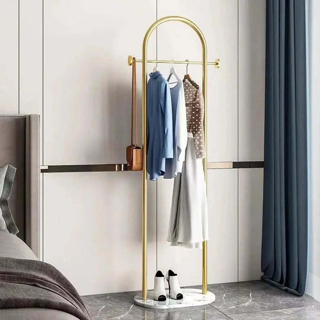 Clothes Rack Freestanding Metal Minimalist Design Gold Finish