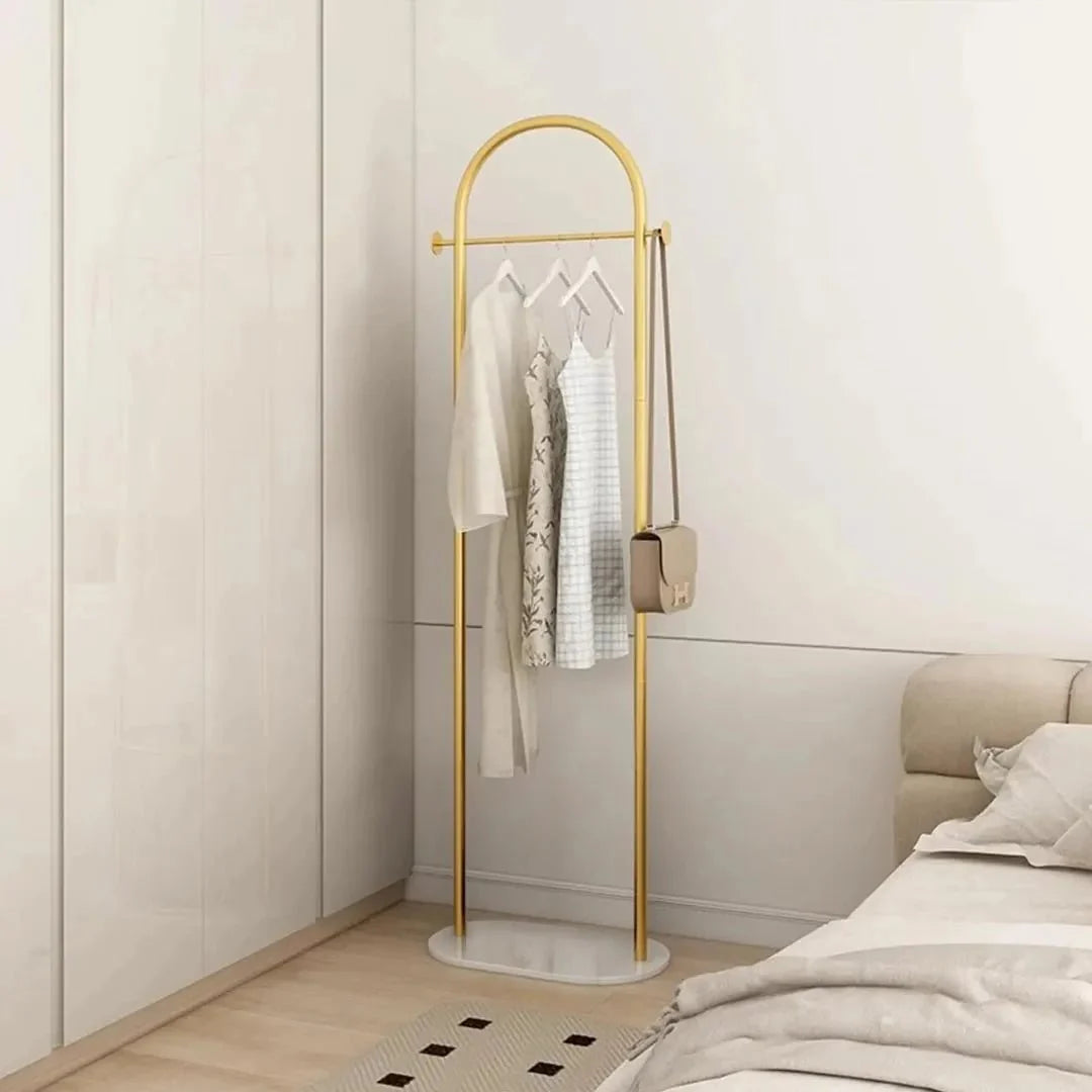 Clothes Rack Freestanding Metal Minimalist Design Gold Finish
