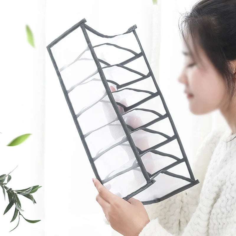 Clothing Drawer Organizer Compartmented Foldable Mesh Fabric