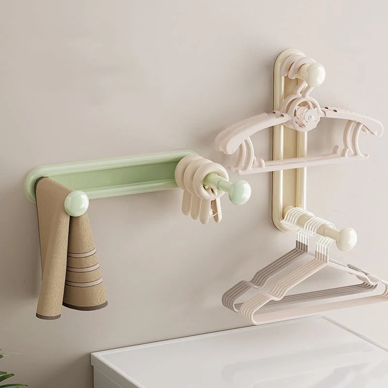 Clothing Rack Wall-Mounted Dual Rods Height-Adjustable ABS Plastic