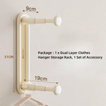 Clothing Rack Wall-Mounted Dual Rods Height-Adjustable ABS Plastic