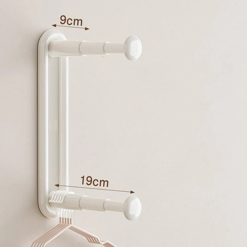 Clothing Rack Wall-Mounted Dual Rods Height-Adjustable ABS Plastic