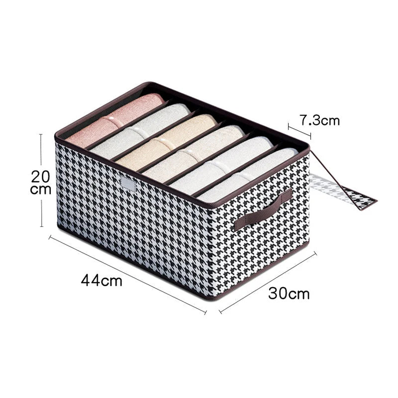 Clothing Storage Box Clear Lid 6 Compartments Stackable