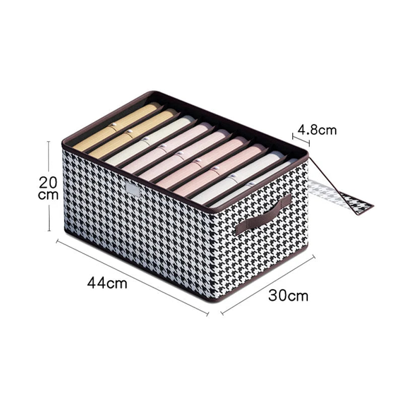 Clothing Storage Box Clear Lid 6 Compartments Stackable