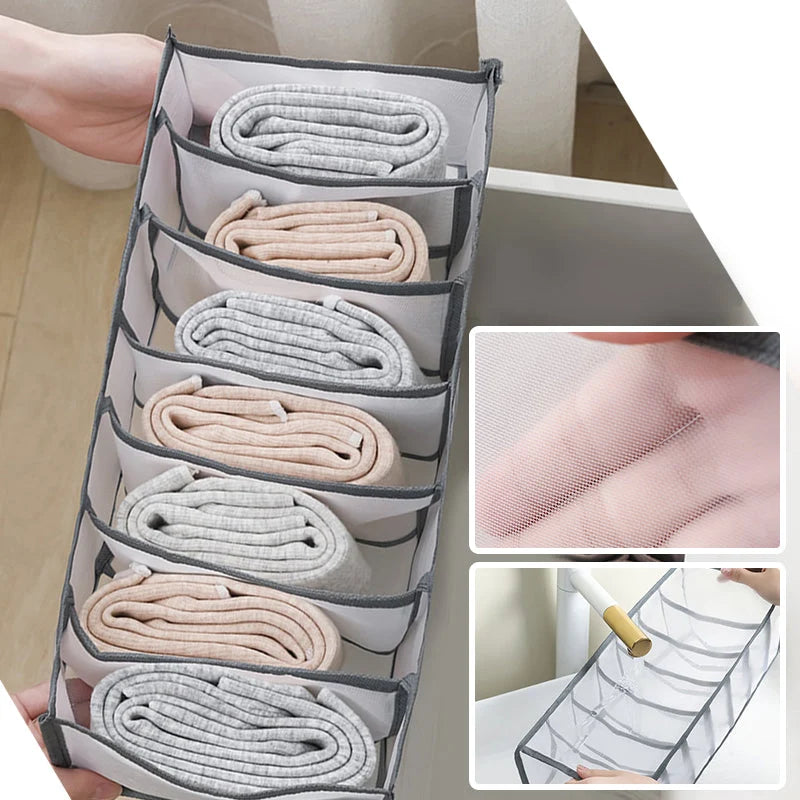 Clothing Storage Organizer Compartmented Foldable Mesh