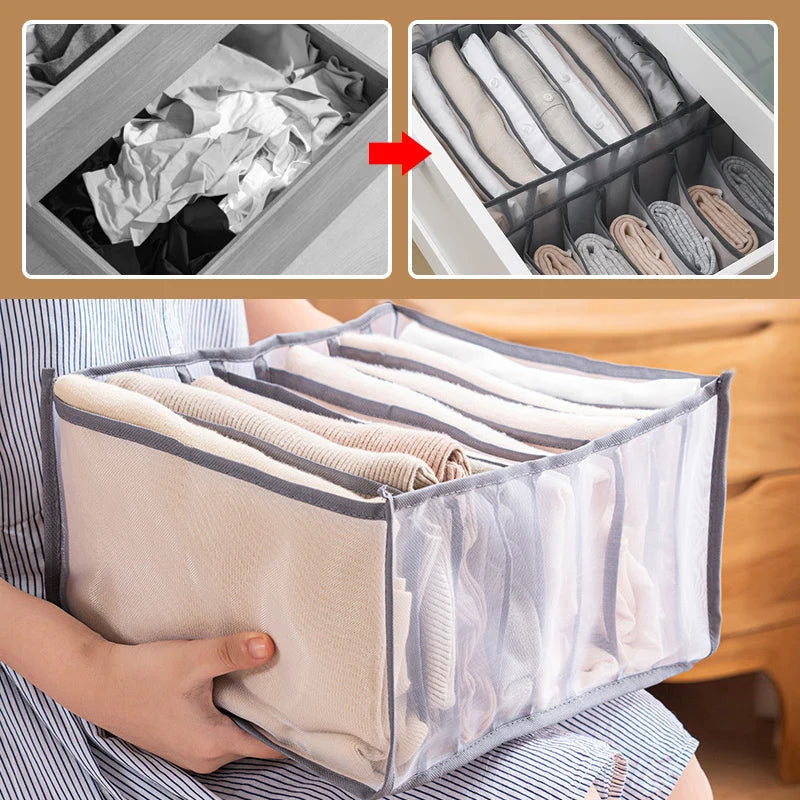 Clothing Storage Organizer Compartmented Foldable Mesh