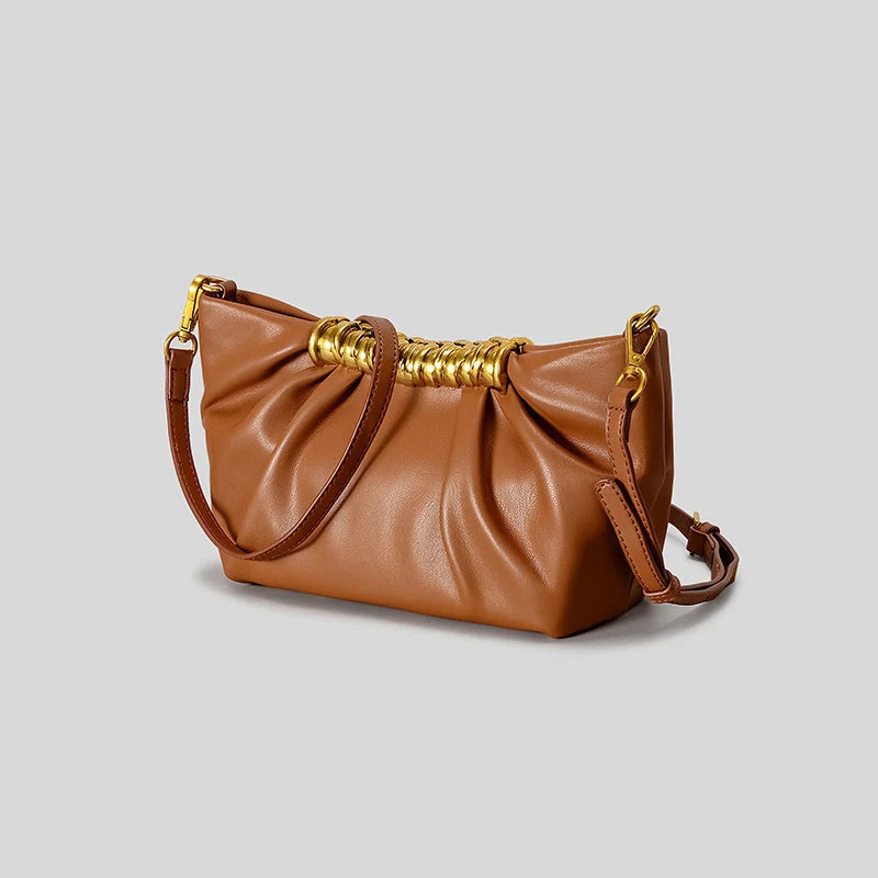 Clutch Bag Leather Foldover Design Detachable Strap