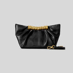 Clutch Bag Leather Foldover Design Detachable Strap