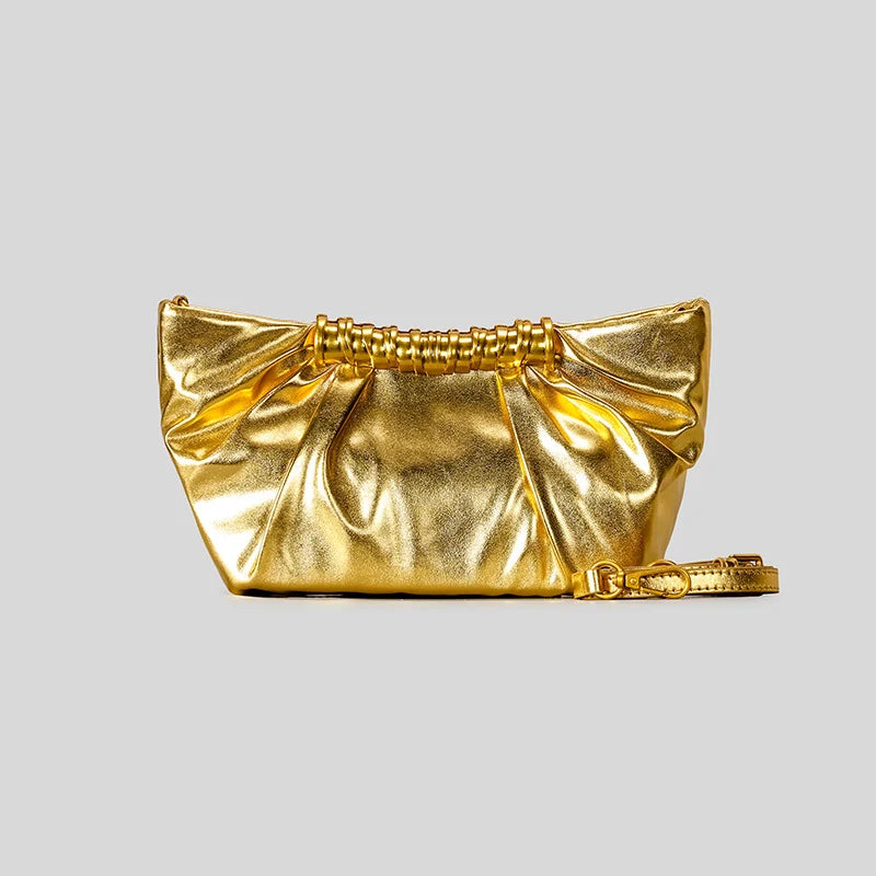 Clutch Bag Leather Foldover Design Detachable Strap
