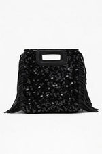Clutch Bag Sequined Fringe Detail With Handle