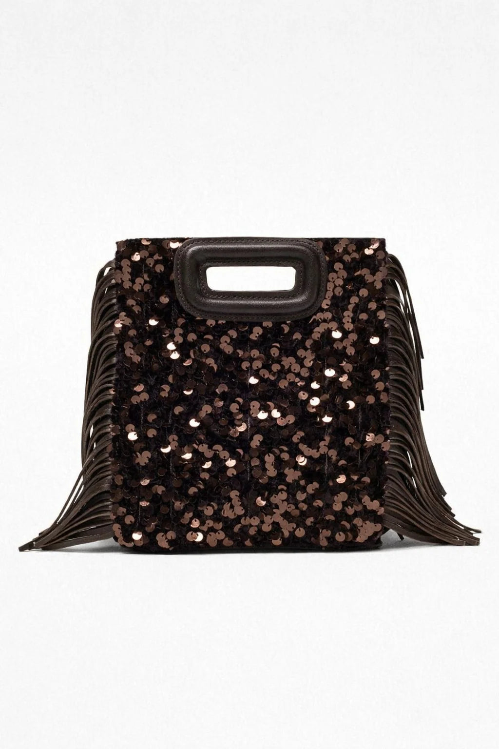 Clutch Bag Sequined Fringe Detail With Handle