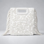 Clutch Bag Sequined Fringe Detail With Handle