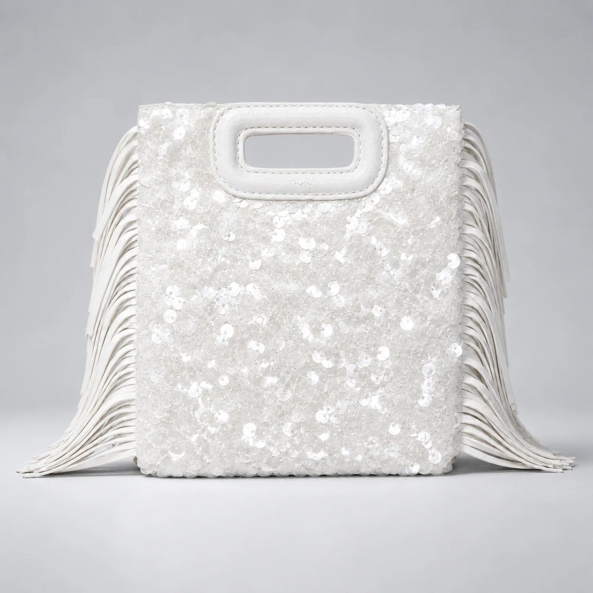 Clutch Bag Sequined Fringe Detail With Handle