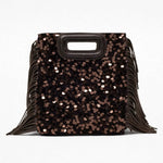Clutch Bag Sequined Fringe Detail With Handle