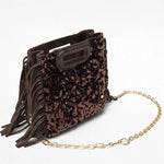 Clutch Bag Sequined Fringe Detail With Handle