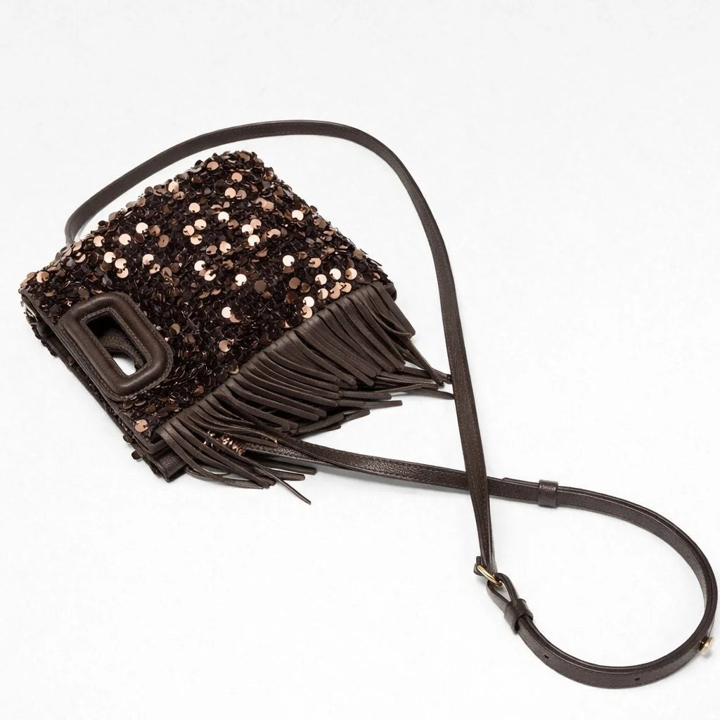 Clutch Bag Sequined Fringe Detail With Handle