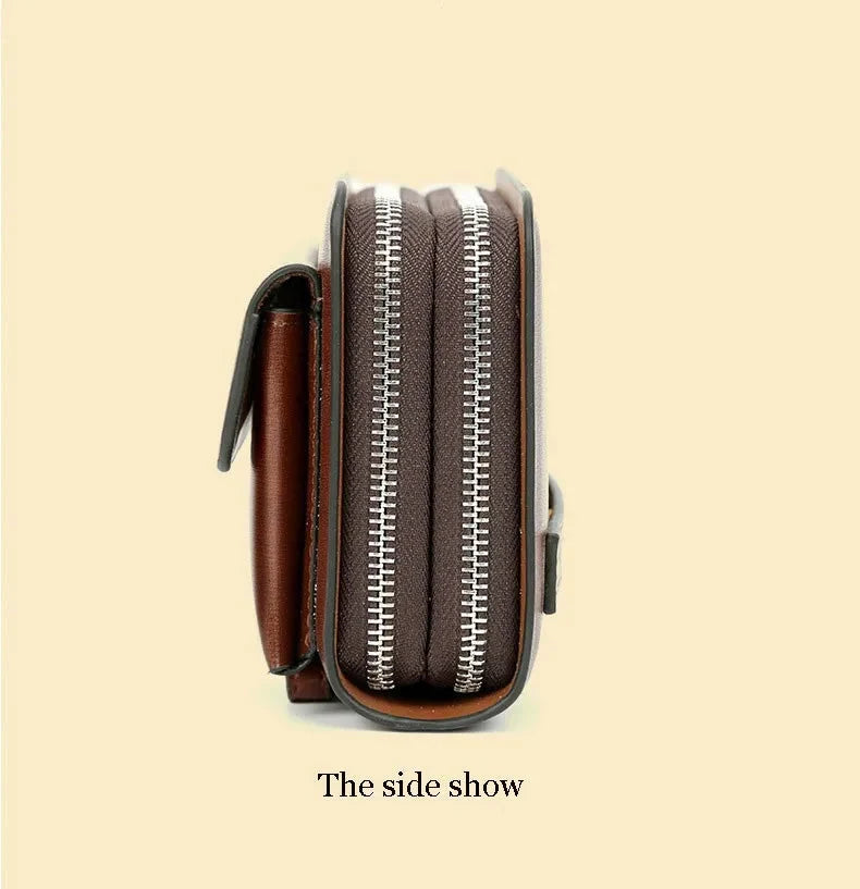 Clutch Wallet Faux Leather Dual Zip 14 Card Slots