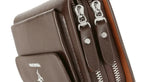 Clutch Wallet Faux Leather Dual Zip 14 Card Slots