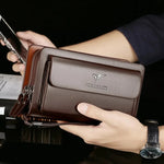 Clutch Wallet Faux Leather Dual Zip 14 Card Slots