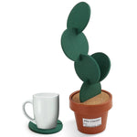 Coaster Set Cactus-Shaped Non-Slip Heat-Resistant with Storage Holder