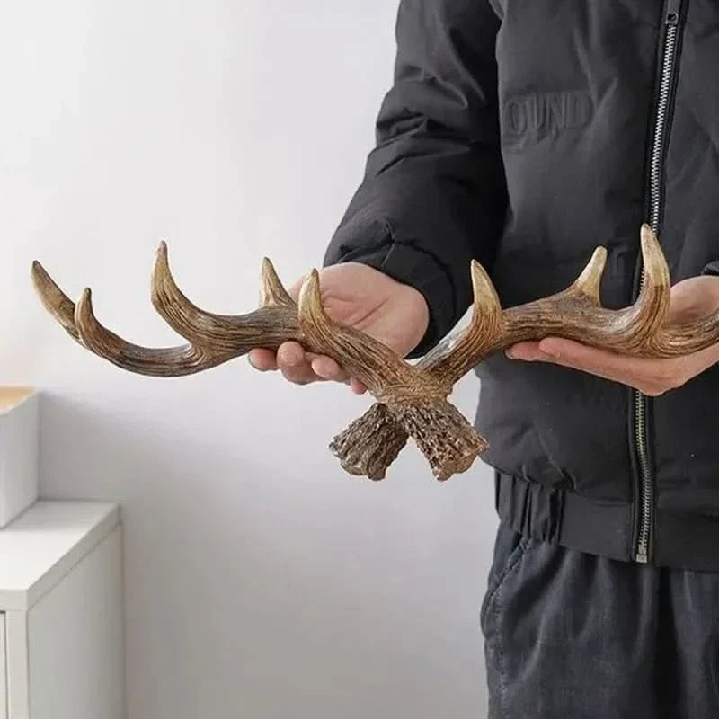 Coat Rack Rustic Antler Wall-Mounted Multiple Hooks