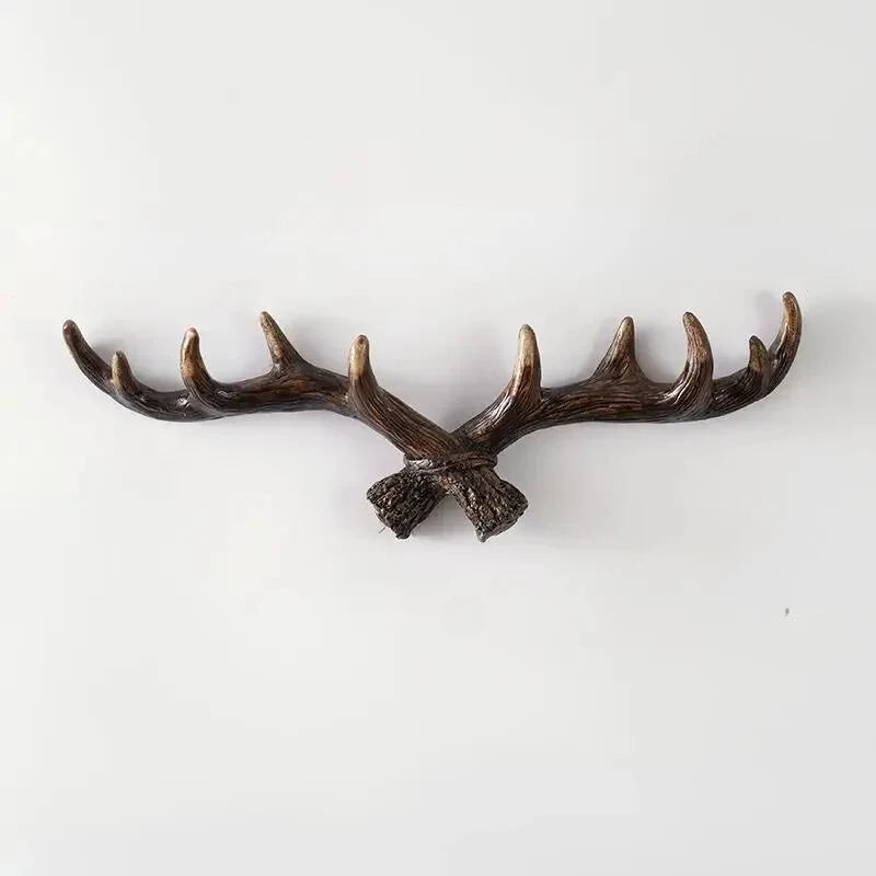 Coat Rack Rustic Antler Wall-Mounted Multiple Hooks
