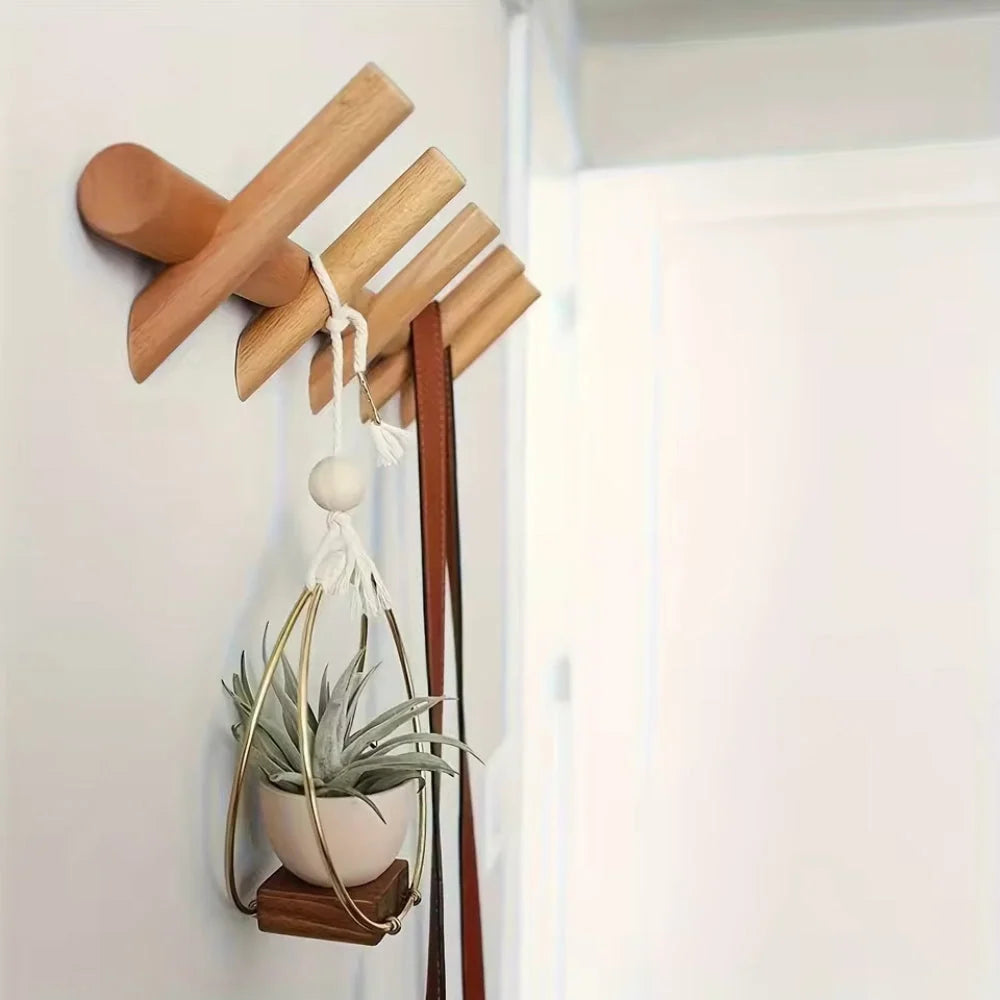 Coat Rack Wall-Mounted Wooden Entryway Organizer
