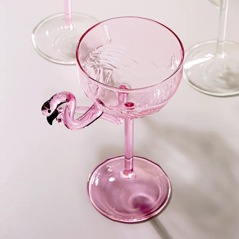 Cocktail Glass Flamingo Stem Clear Glass