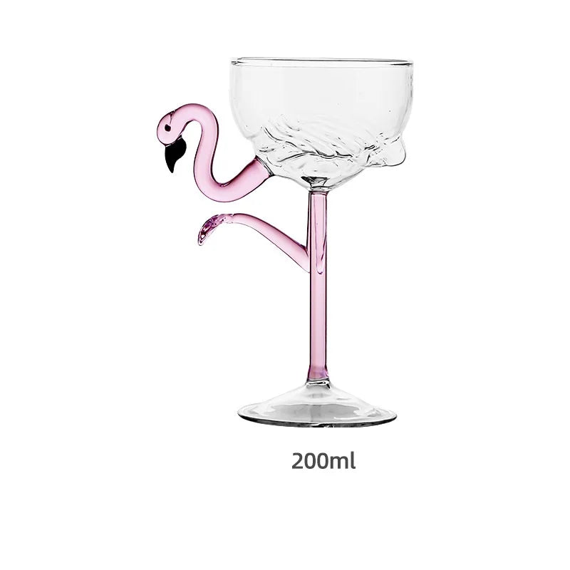 Cocktail Glass Pink Flamingo Stem Clear Glass