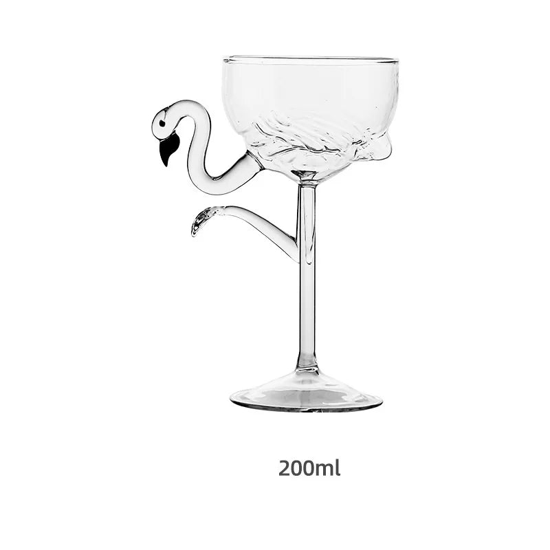 Cocktail Glass Pink Flamingo Stem Clear Glass