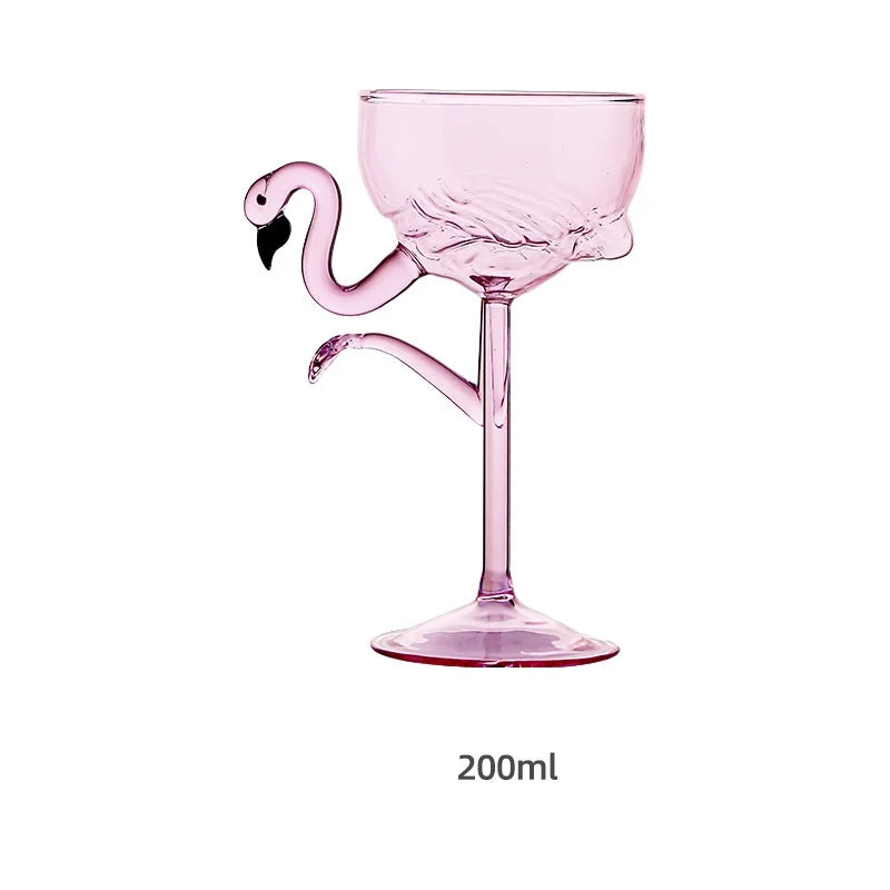 Cocktail Glass Pink Flamingo Stem Clear Glass