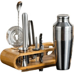 Cocktail Shaker Set Stainless Steel 10-Piece With Storage Stand