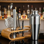 Cocktail Shaker Set Stainless Steel 10-Piece With Storage Stand