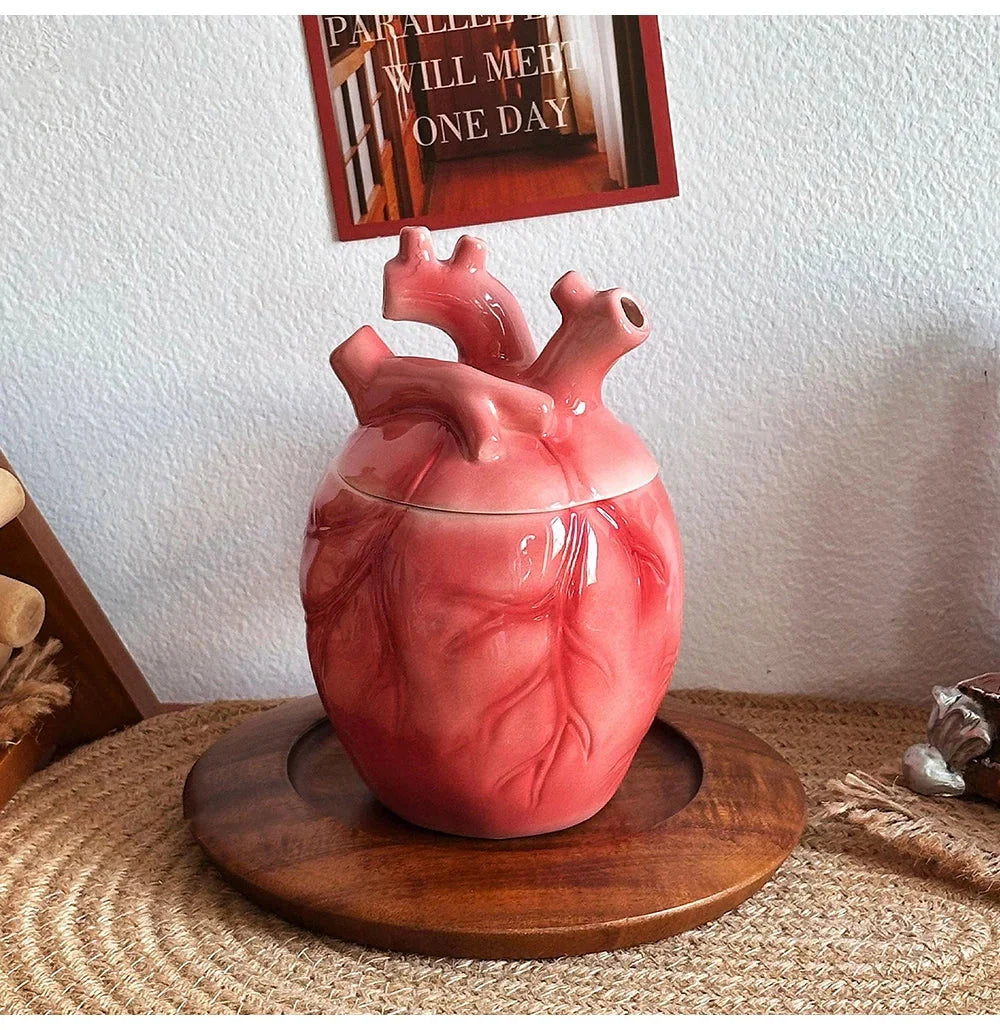 Coffee Mug Anatomical Heart Design With Matching Lid And Straw