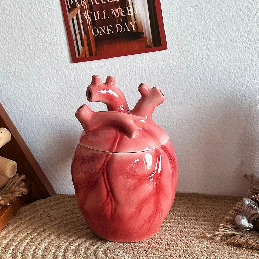 Coffee Mug Anatomical Heart Design With Matching Lid And Straw